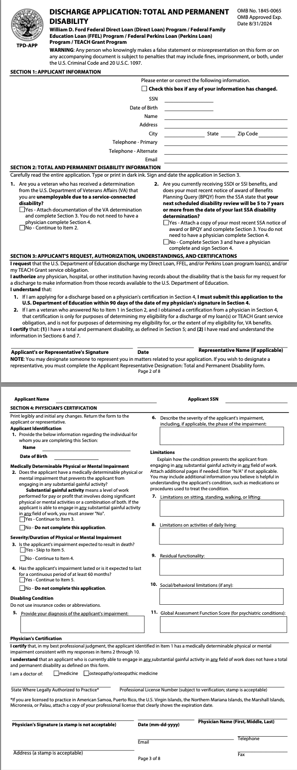 Disability Discharge Form
