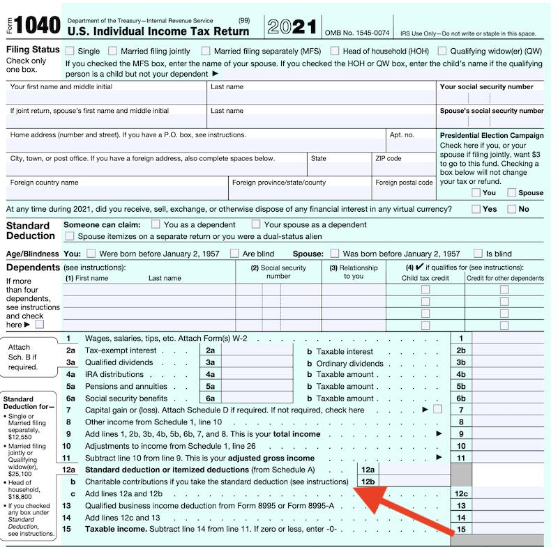 2021 Charitable Contribution Deduction