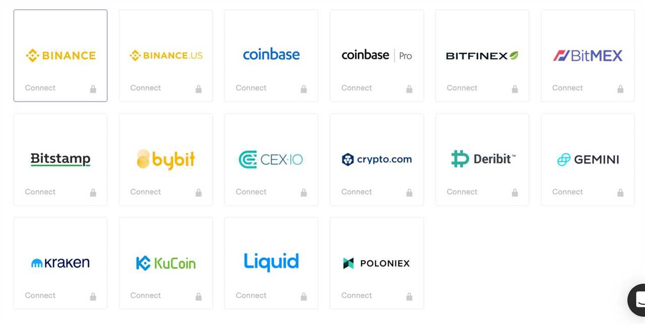 Screenshot from the TokenTax website that shows its current API integrations