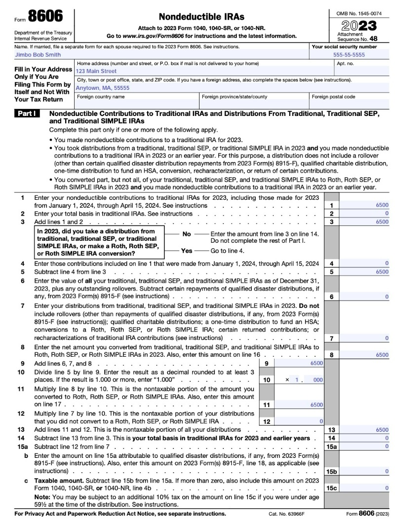 backdoor roth ira form 8606