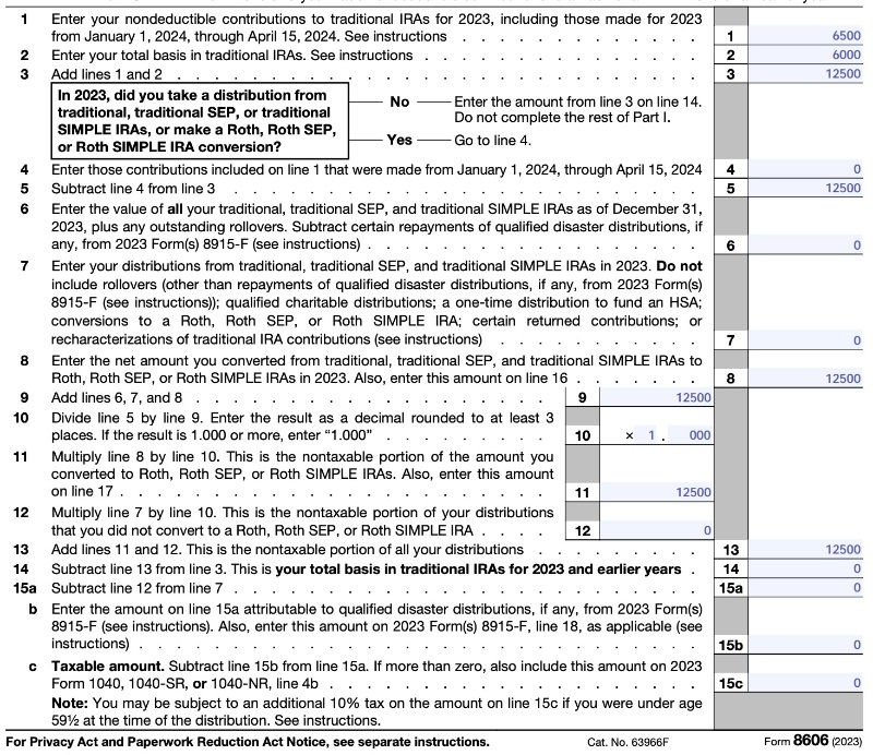 backdoor roth ira form 8606 conversion