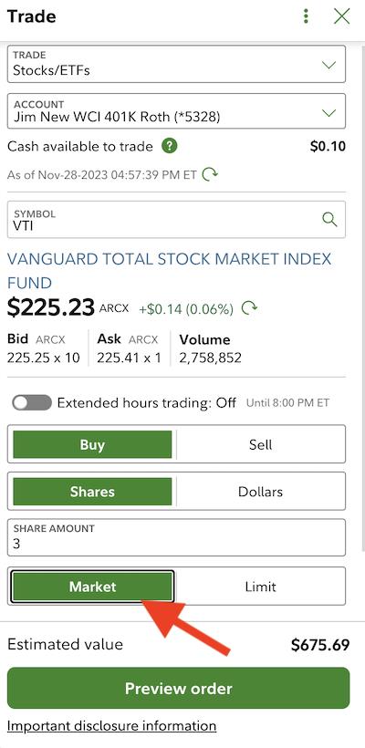 Market vs Limit Fidelity