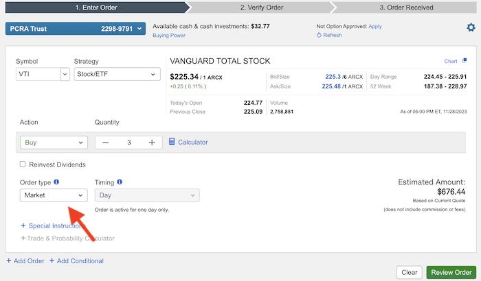 Market vs Limit Schwab