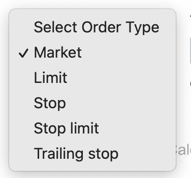 Schwab Order Type Menu