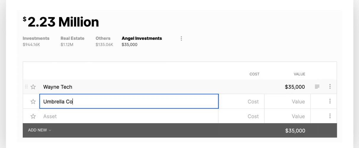 Kubera Spreadsheet | Source: Kubera
