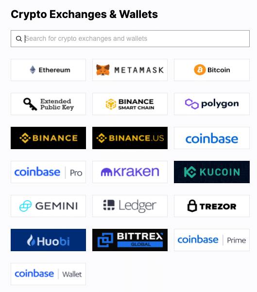 Kubera  review: Crypto wallet support | Source: Kubera