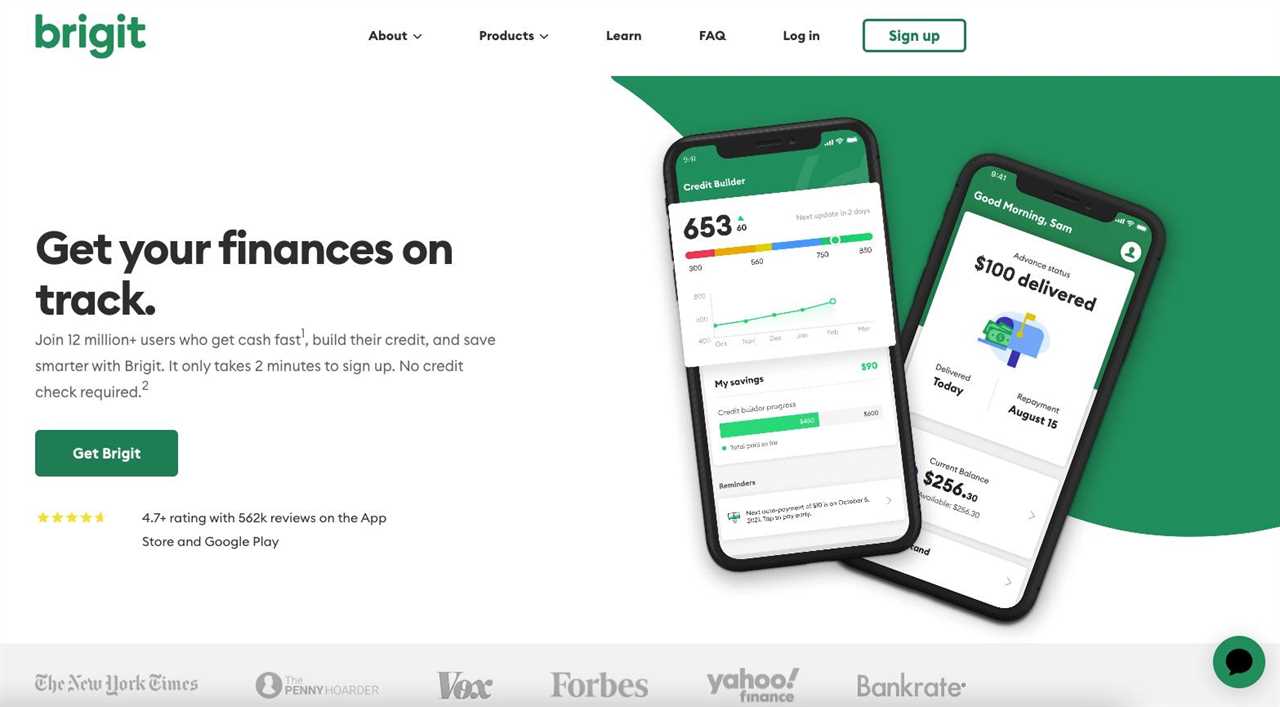 Brigit homepage screenshot
