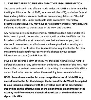 Direct Loan MPN Screenshot