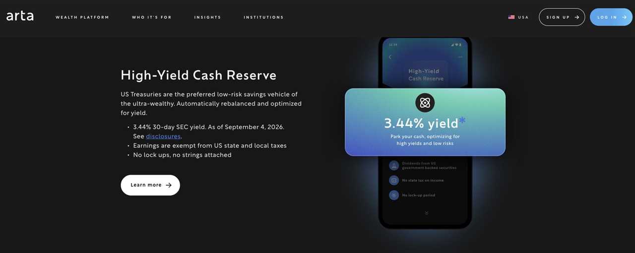 Arta High-Yield Savings Arta High-Yield Cash Account screenshot
